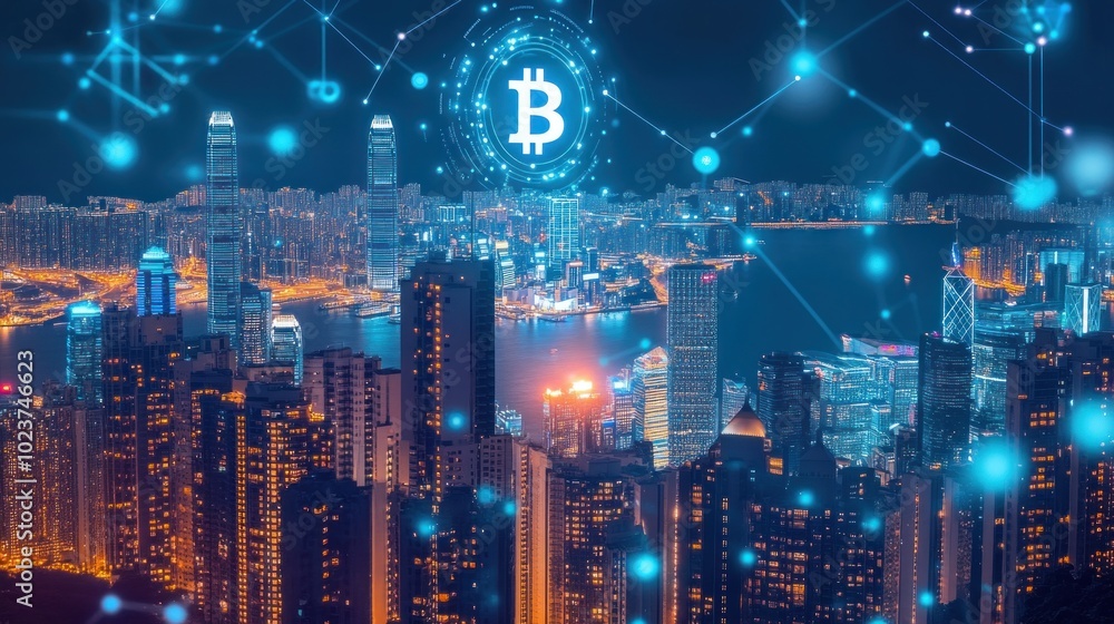 A glowing Bitcoin symbol hovers over a cityscape at night, representing cryptocurrency's global reach. A glowing Bitcoin symbol hovers over a cityscape at night, representing cryptocurrency's global reach.