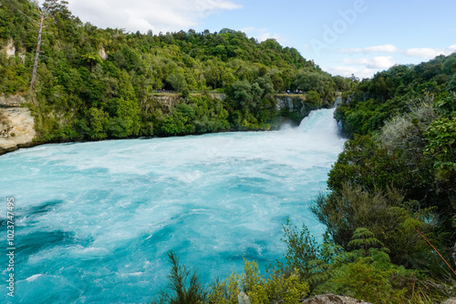 Powerful Huka Falls on the Waikato River near Taupo North Island New Zealand photo