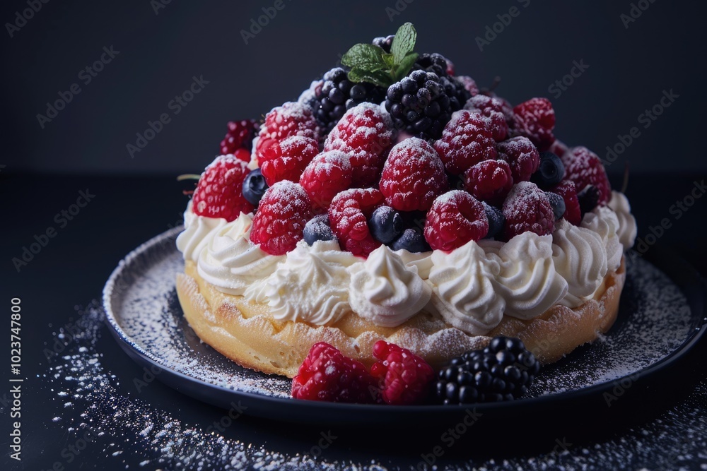 Sweet dessert on a black background Sweet dessert on a black background