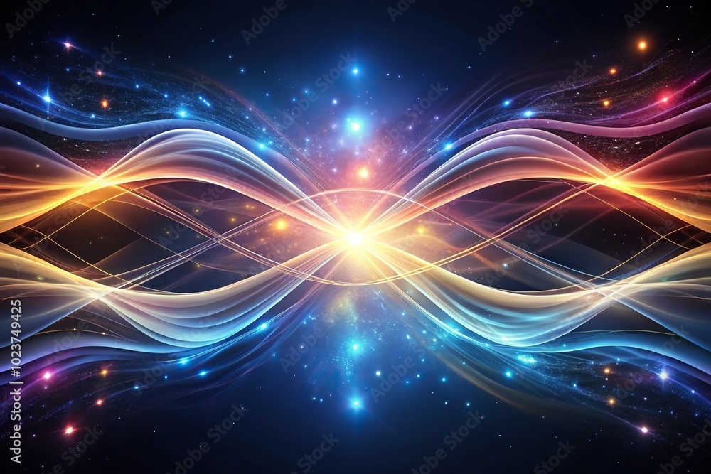 Fototapeta premium Mesmerizing abstract light waves in dark cosmic backdrop