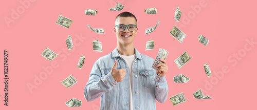 Young man with dollar bankn...