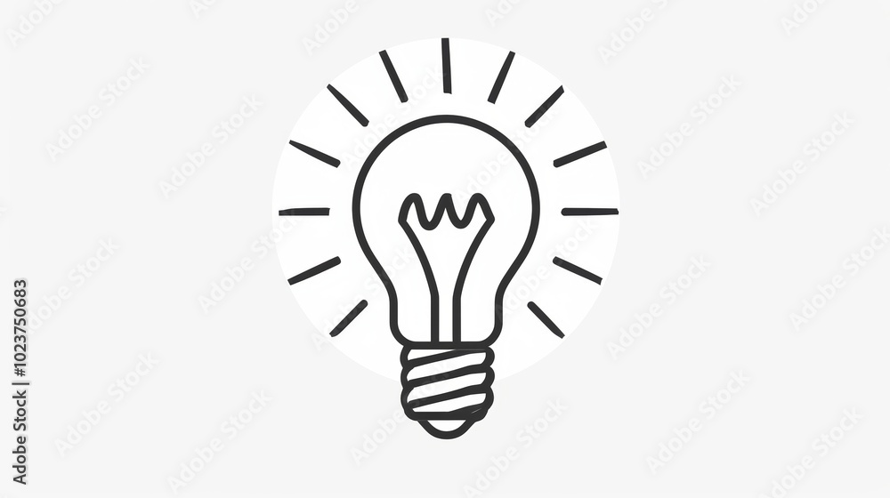 Minimalist line art of a lightbulb symbolizing a successful idea. Minimalist line art of a lightbulb symbolizing a successful idea.