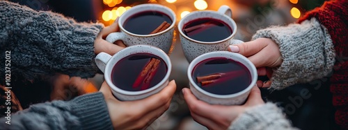 mulled wine in hands. Generated by ai.