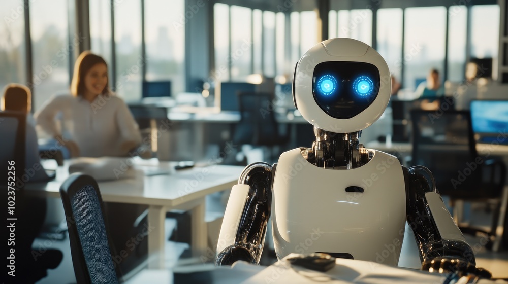 Fototapeta premium Collaborative Workspace with Human-Robot Interaction