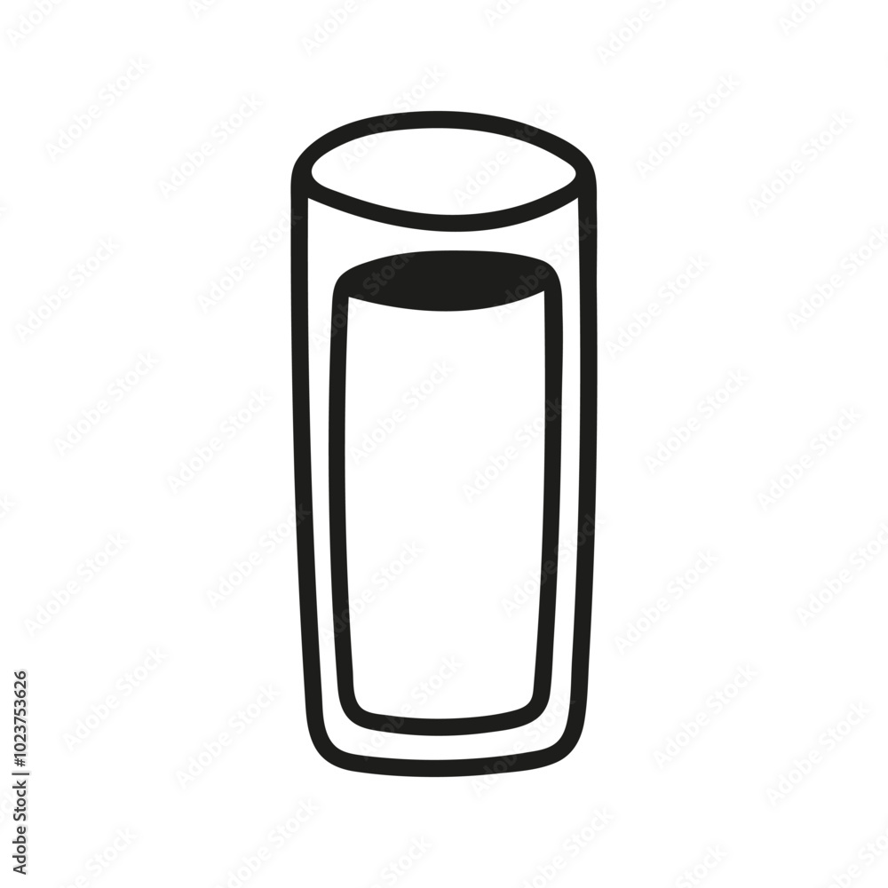 Simple hand drawn glass with drink. Kitchen utensils doodle illustration Simple hand drawn glass with drink. Kitchen utensils doodle illustration