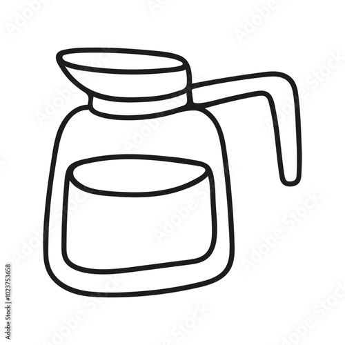 Hand drawn coffee maker, teapot. Kitchen utensils doodle illustration