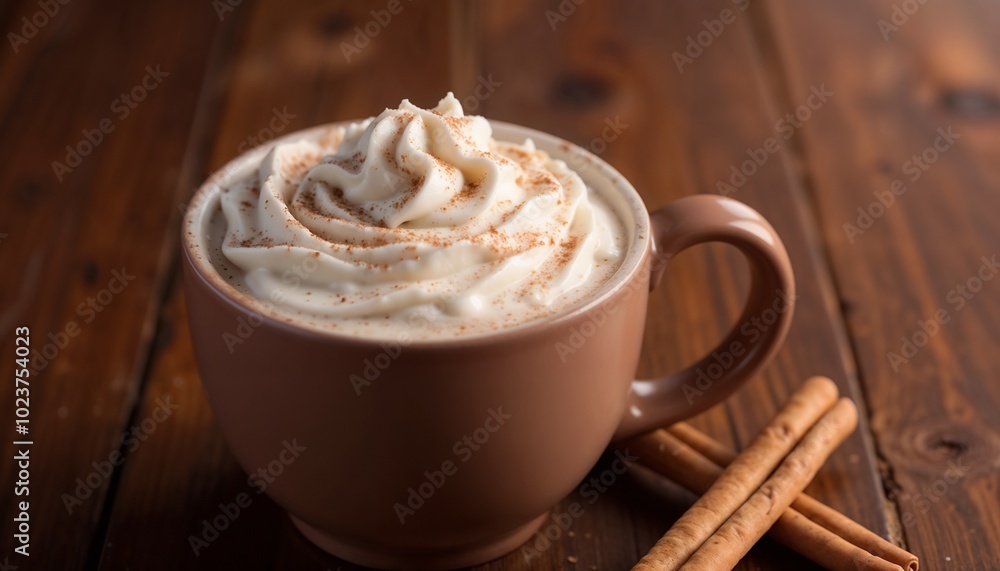 Creamy Hot Chocolate with Whipped Cream and Cinnamon Sticks Creamy Hot Chocolate with Whipped Cream and Cinnamon Sticks