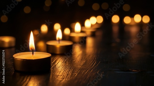 Darkness and candlelight, a tribute to the departed.