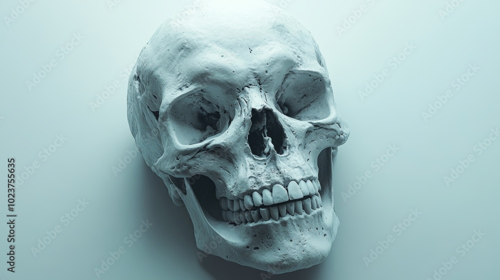 Fototapeta premium A white skull with a smile on it