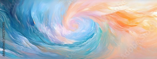 An abstract painting of soft pastel colors swirling together in an elegant and fluid pattern, with the focus on the contrast between light and dark areas