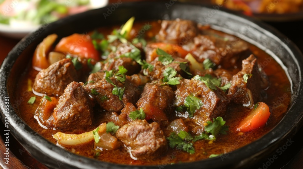 Savory Beef Stew in Traditional Clay Dish Savory Beef Stew in Traditional Clay Dish