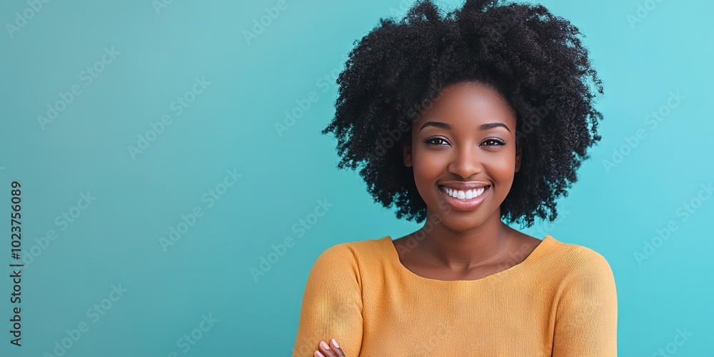 satisfied woman, solid background, copy space satisfied woman, solid background, copy space