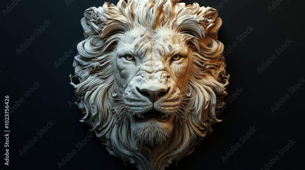 Obraz premium A lion's head is shown in a black background
