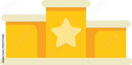 Empty yellow winners podium with star for first place, competition and ceremony icon