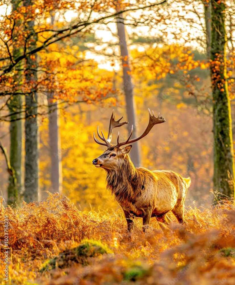 Obraz premium Majestic Stag Standing in a Forest Clearing 