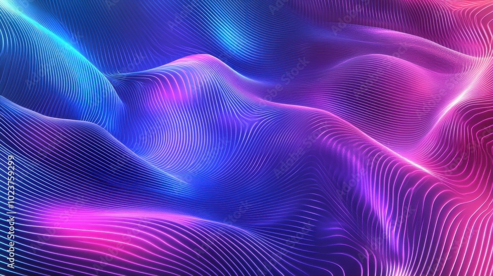 Dynamic abstract mesh waves in neon pink and blue, futuristic design.
Dynamic abstract mesh waves in neon pink and blue, futuristic design.