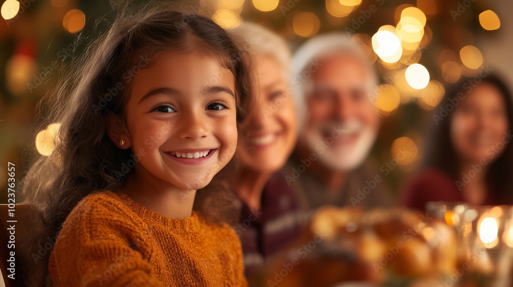 Family Thanksgiving Celebration with a Selfie Moment - A young girl takes a selfie, capturing the entire family, including her smiling grandparents and parents, as they gather for Family Thanksgiving Celebration with a Selfie Moment - A young girl takes a selfie, capturing the entire family, including her smiling grandparents and parents, as they gather for