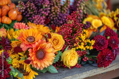 Wallpaper Mural Vibrant Autumn Flowers Bouquet for Harvest Festival Decor and Celebration Torontodigital.ca