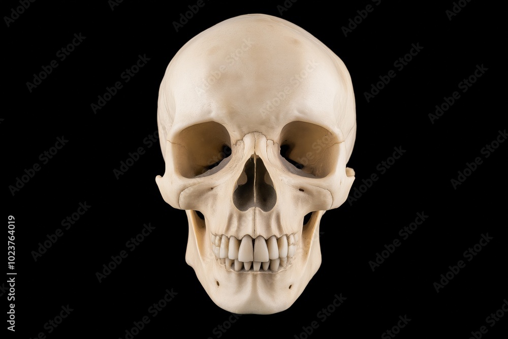 Human skull on black background with even lighting Human skull on black background with even lighting