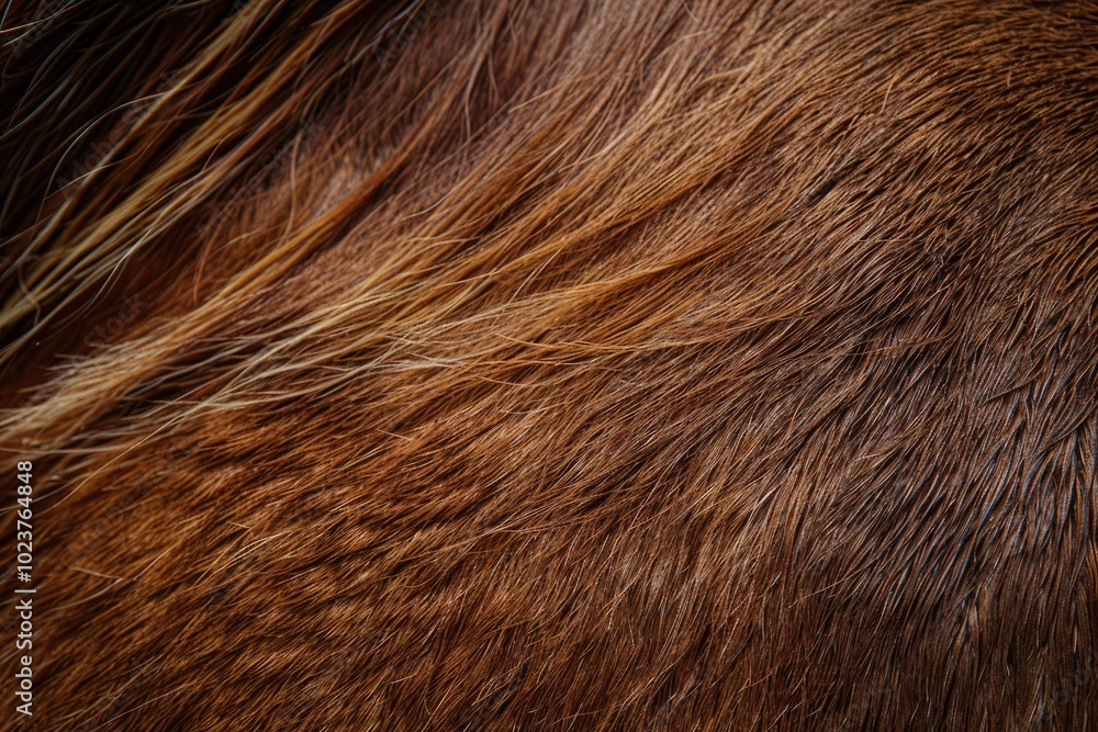 Fototapeta premium Close up texture of brown horse fur pattern.