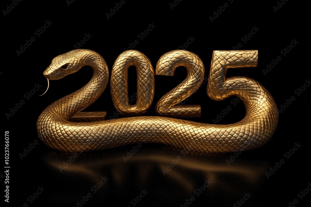 Serpent styled as 2025 with metallic shine Serpent styled as 2025 with metallic shine