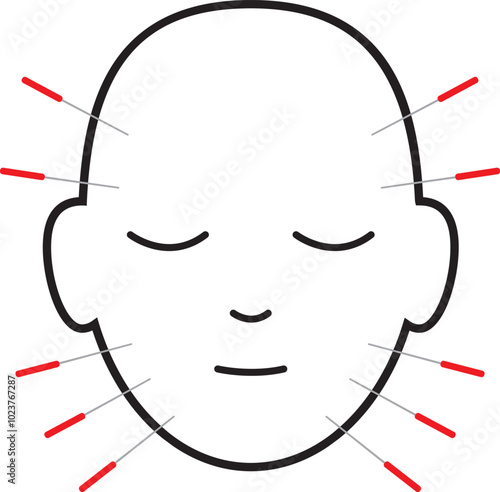 Acupuncture points face flat icon.