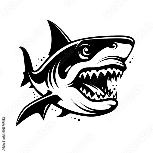 a black and white image of a shark