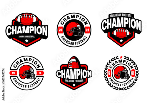 Set of sports logos, games in American football. Football logos collection. American football league labels, emblems and design elements