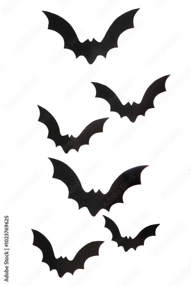 Naklejka premium Paper bats for Halloween party on white background