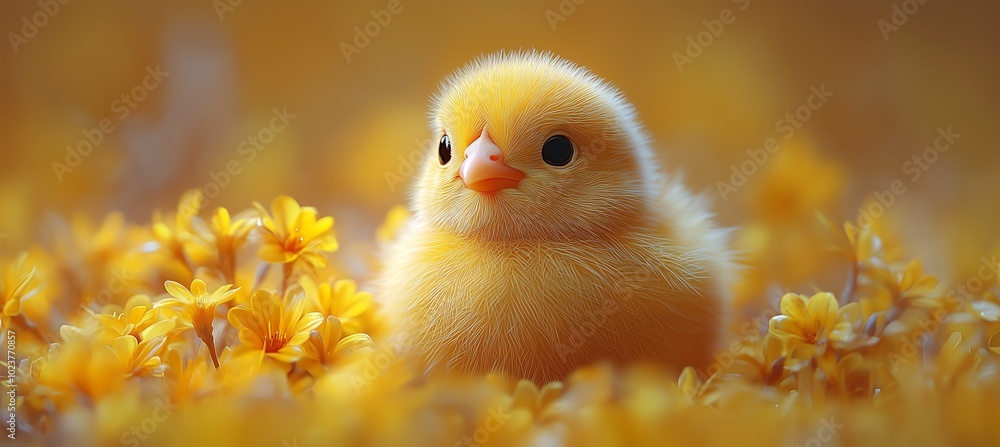 Minimalist Design with a Fluffy Yellow Chick. Generative AI Minimalist Design with a Fluffy Yellow Chick. Generative AI