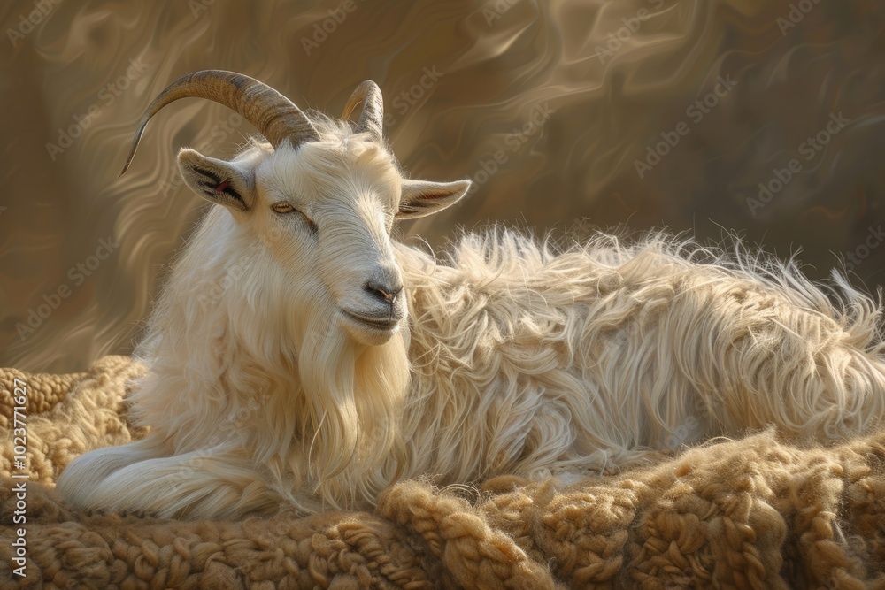 Fototapeta premium Soft fur texture animal goat body white with brown background