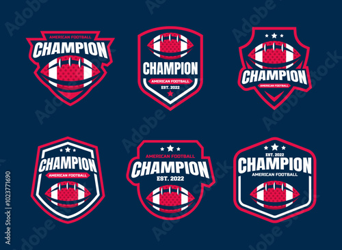 Set of sports logos, games in American football. Football logos collection. American football league labels, emblems and design elements