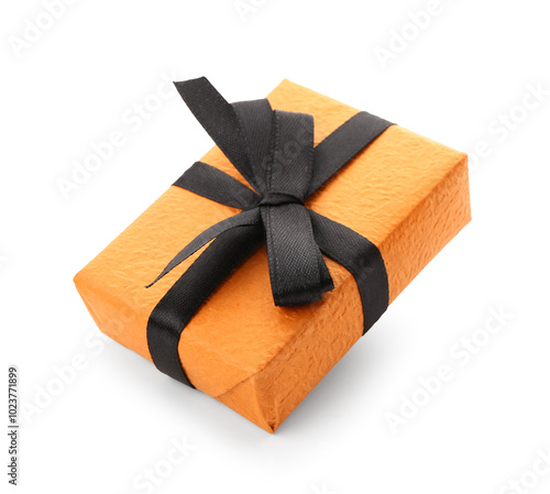 Orange gift box with black ...