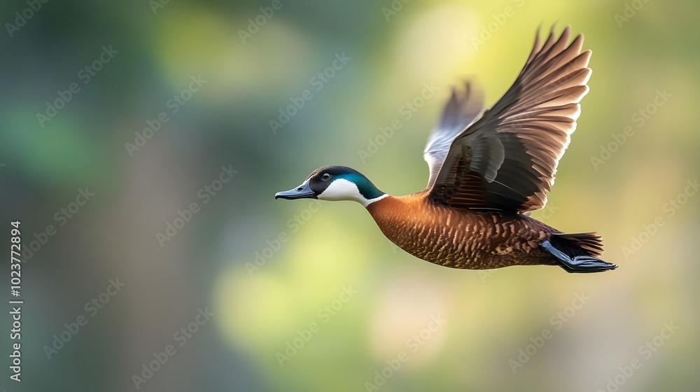 Irerê Bird, White-faced Whistling-Duck Flying in Nature Under Blue Sky, Photo Realistic, Pattern Background, Wallpaper, Cover and Screen of Smartphone, PC, Laptop, 9:16 and 16:9 Format