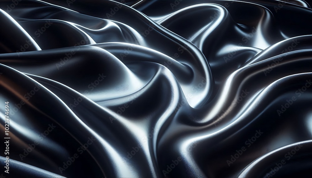 Fototapeta premium grey sleek satin fabric texture with a shiny, reflective surface, perfect for formalwear or glamorous home decor designs,generative ai