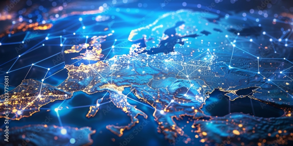 Abstract representation of digital connectivity in Scandinavia. Abstract representation of digital connectivity in Scandinavia.