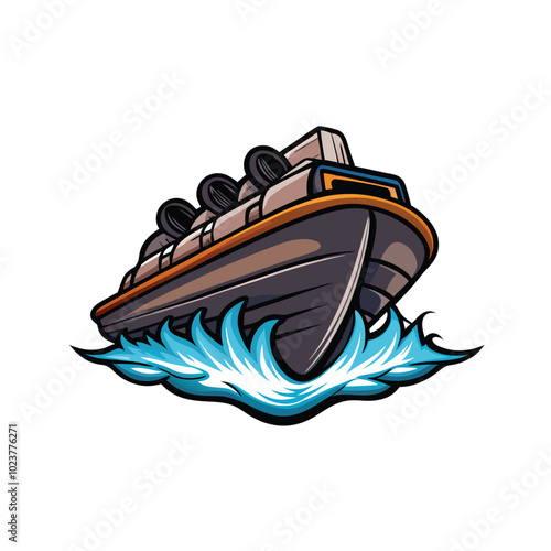 Vector illustration of a ship's thrusters in a cartoon style.