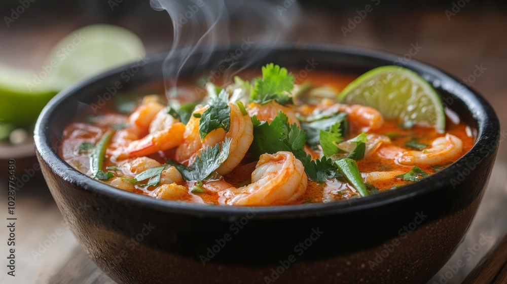 Delicious Shrimp Dish with Herbs and Lime Garnish Delicious Shrimp Dish with Herbs and Lime Garnish