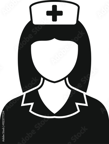 Female nurse wearing uniform with cross icon showing profession