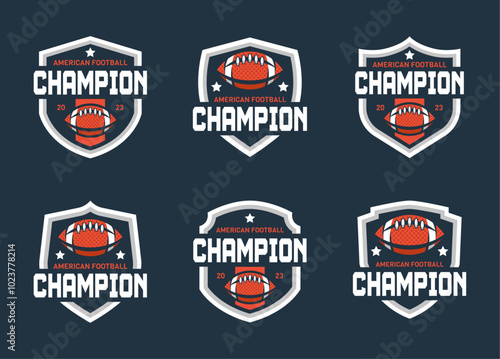 Set of sports logos, games in American football. Football logos collection. American football league labels, emblems and design elements photo