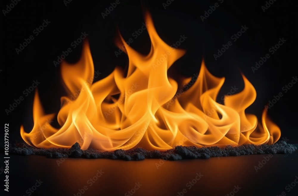 Banner. Fire flames on a black background with smoke. Banner. Fire flames on a black background with smoke.