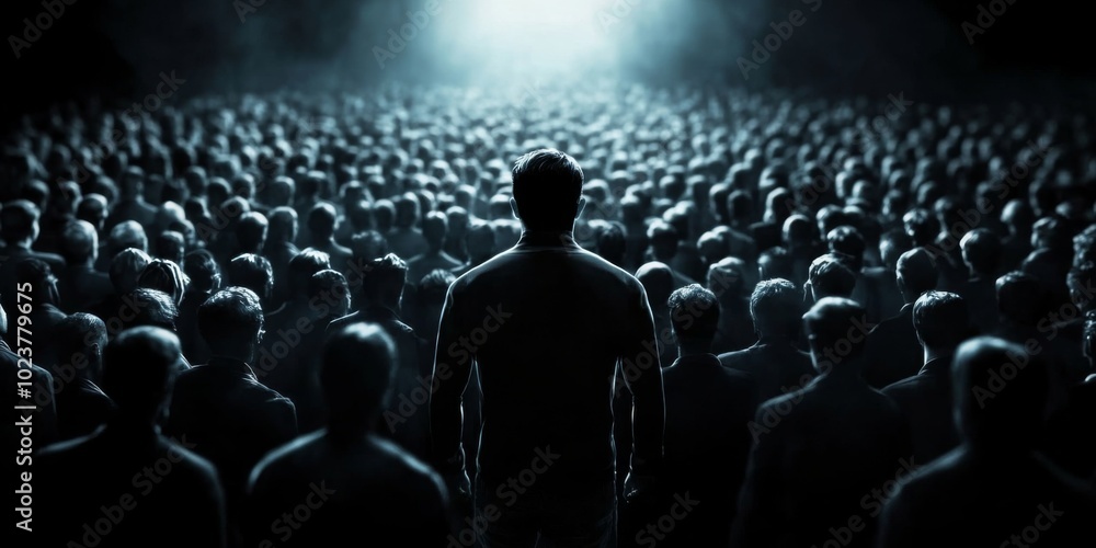 Obraz premium Delving into the Psychology Behind Mass Control and Influence.