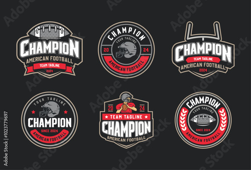Set of sports logos, games in American football. Football logos collection. American football league labels, emblems and design elements