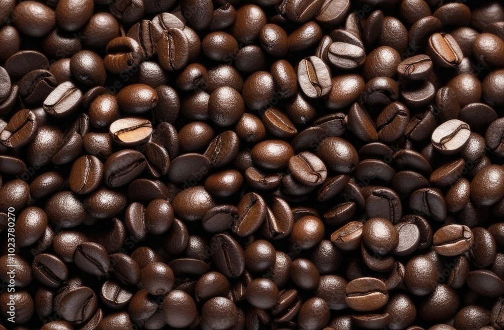 Banner. Top view of many coffee beans. Coffee beans background Banner. Top view of many coffee beans. Coffee beans background