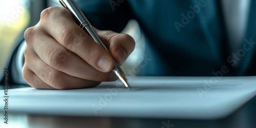 Close-up shot of hands engaged in the estate planning process. photo