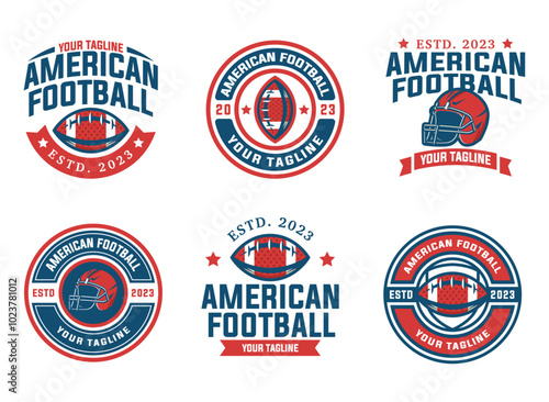 Set of sports logos, games in American football. Football logos collection. American football league labels, emblems and design elements