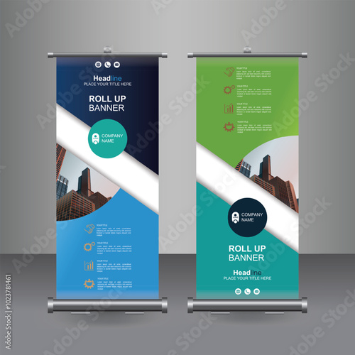 Vertical Business Roll Up  Banner Design, Signboard Advertising Brochure Flyer Template Vector X-banner and Street Business Flag of Convenience, Layout Background