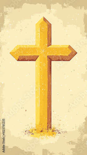 Flat vector illustration of a cross the religious symbol of christianity religion icon