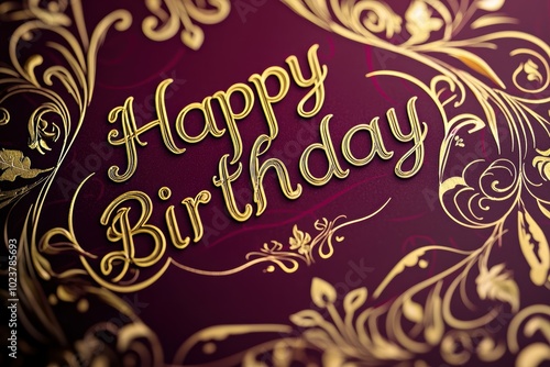 Elegant Burgundy and Gold Happy Birthday Card Design for Luxurious Greetings