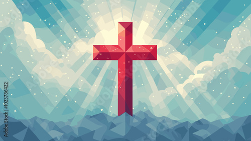 Flat vector illustration of a cross the religious symbol of christianity religion icon